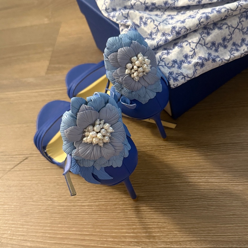 New Sarah Flint Perfect Sandal 85 in Cove Blue Nappa - Picture 5 of 10